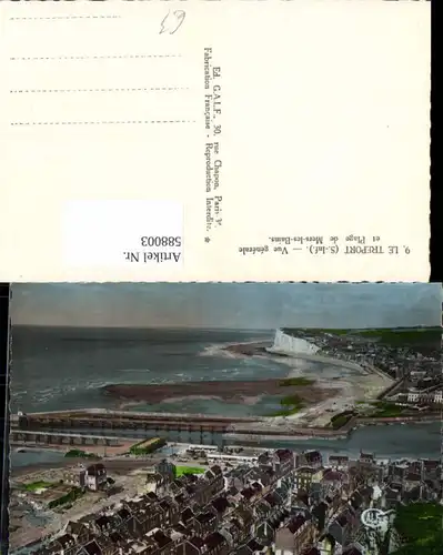 588003,Le Treport Seine-Infereure Vue generale et Plage de Mers-les-Bains Strand Küste France