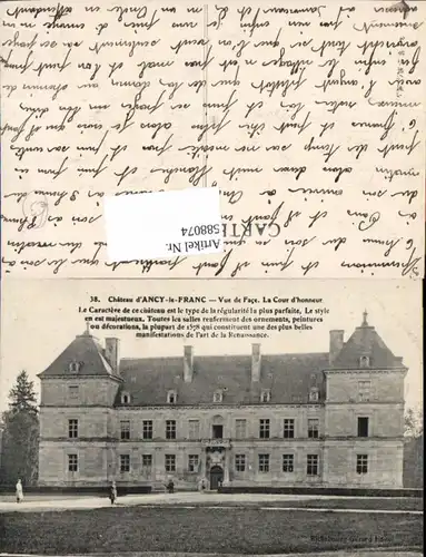 588074,Chateau d Ancy-le-Franc Vue de Face La Cour d honneur Schloss France