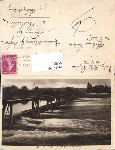588076,Vichy Le Barrage et la Passerelle Brücke France