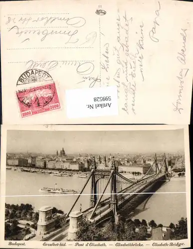 599528,Budapest Erzsebet-hid Pont d Elisabeth Brücke Schiff Dampfer Hungary