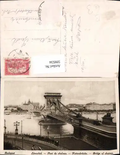 599534,Budapest Lanczhid Pont de chaines Kettenbrücke Brücke Hungary