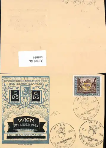 598084,Ludwig Hesshaimer Ganzsache Einheitsorganisation der Deutschen Sammler 1943 Tag der Briefmarke Überdruck