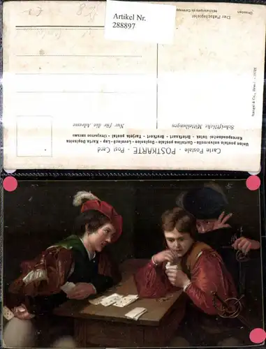 288897,Künstler Ak Michelangelo de Caravaggio Der Falschspieler Männer Kartenspiel Spiel Spiele pub Stengel Co 29723
