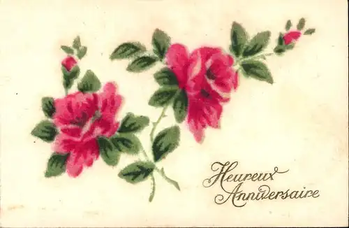 320501,Material Karte Rote Rosen Blumen Heureux Anniversaire 