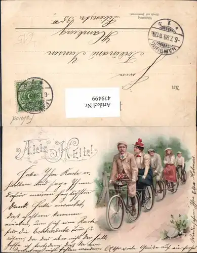 479499,Litho Fahrrad Rad Tandem Frauen u. Männer