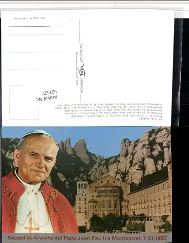 521527,Montserrat Papa Joan Pau II 1982 Papst Johann Paul II Bergkulisse