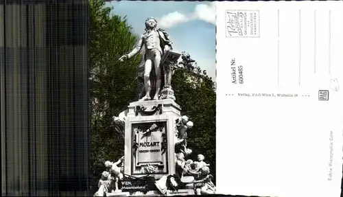 600485,Foto Ak Wien Vienna Mozartdenkmal Denkmal Statue