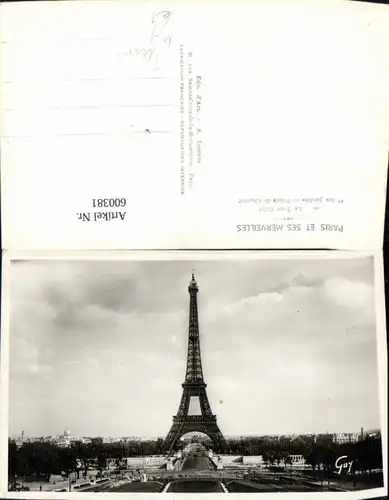 600381,Foto Ak Turm Paris La Tour Eiffel et les Jardins du Palais de Chaillot Eiffelturm