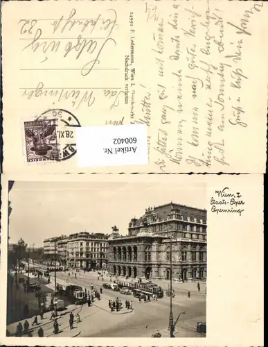 600402,Foto Ak Wien Vienna Staatsoper Oper Straßenbahn