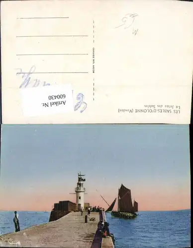 600430,Leuchtturm Les Sables- D Olonne Vendee La Jetee des Sables Segelboot