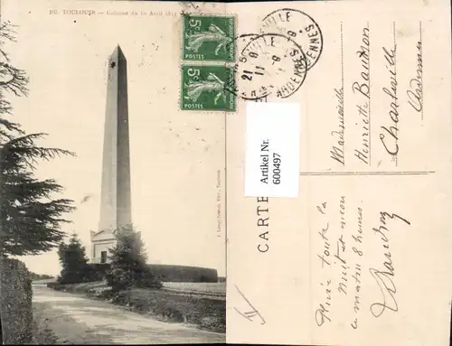 600497,Toulouse Colonne du 10 Avril 1814 Obelisk Monument