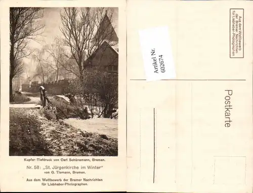 G. Tiemann Bremen St. Jürgenkirche Wettbewerb d. Bremer Nachrichten für Liebhaber-Fotografen