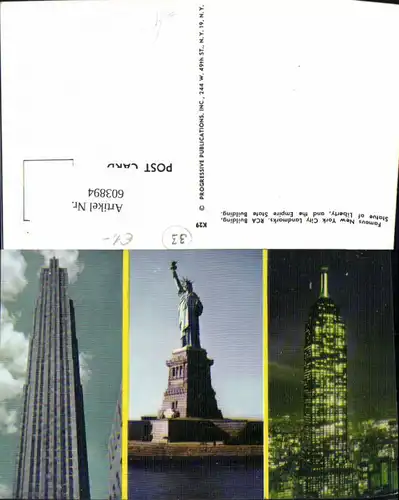 603894,Mehrbild Ak New York City RCA Building Statue of Liberty Empire State Building
