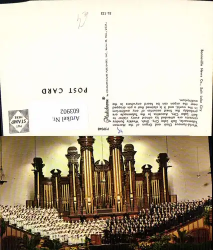 603902,Salt Lake City Utah Choir and Organ of the Morman Tabernacle Orgel Chor Musik