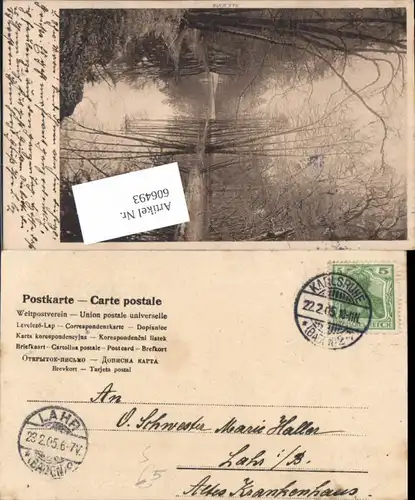 606493,Stempel Karlsruhe n. Stp. Lahr in Baden Krankenhaus 1905