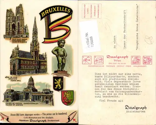 606699,DECALPOSTCARD Abziehkarte Brüssel Bruxelles Belgium 