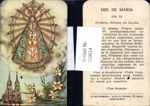 610614,Andachtsbild Heiligenbildchen Gnadenbild Maria Alta San Pedro
