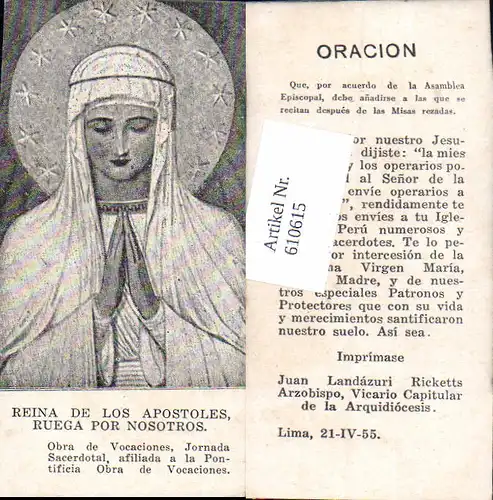 610615,Andachtsbild Heiligenbildchen Apostel beten gebet Lima Peru