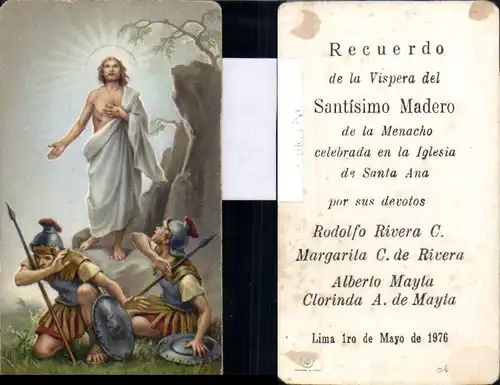 610621,Andachtsbild Heiligenbildchen Jesus Auferstehung Soldaten Römer Lima Peru