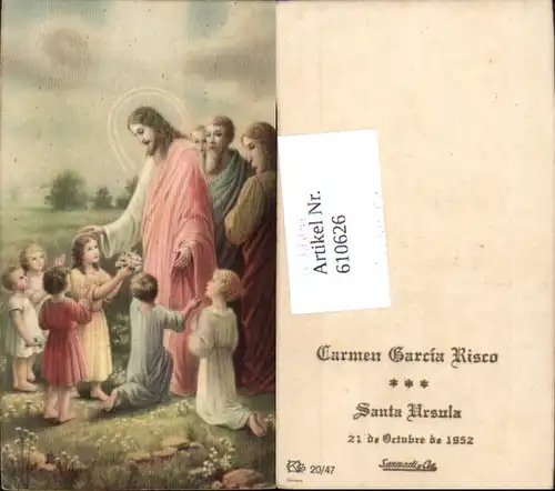 610626,Andachtsbild Heiligenbildchen Jesus Kinder Apostel Santa Ursula Peru 