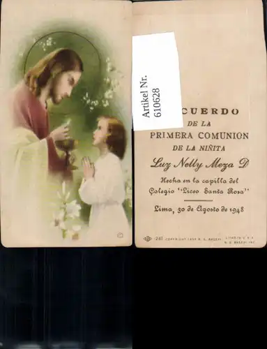 610628,Andachtsbild Heiligenbildchen Jesus Kommunion Lima Peru