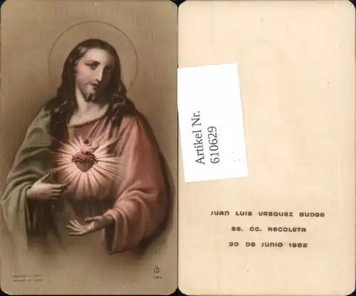 610629,Andachtsbild Heiligenbildchen Herz Jesu Jesus SS. CC. Recoleta