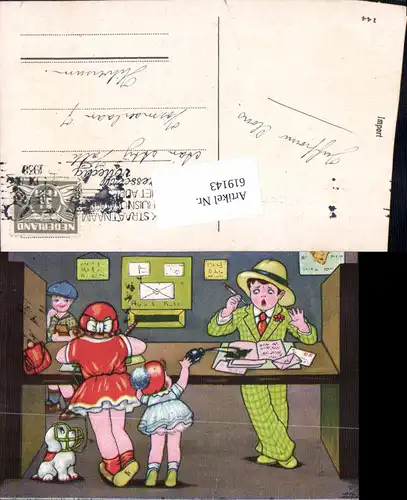619143,Künstler AK Margret Boriss Post Briefkasten Briefe Kinder Postwesen Humor