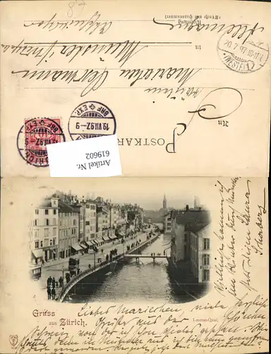 619602,Litho Zürich Limmat-Quai Limmatquai 1897