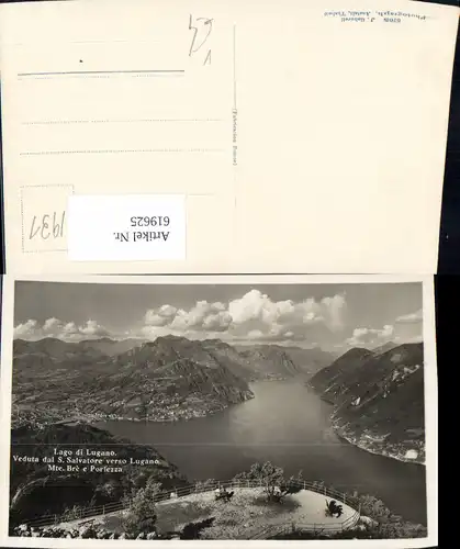 619625,Lago di Lugano Veduta dal S. Salvatore verso Lugano Monte Bre e Porlezza pub J. Gaberell 5705