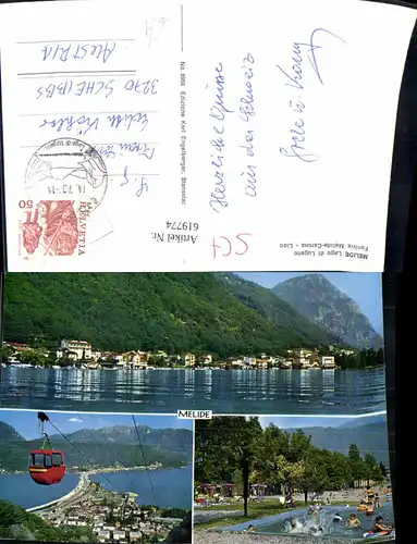 619774,Mehrbild Ak Melide Lago di Lugano Funivia Melide Carona Lido