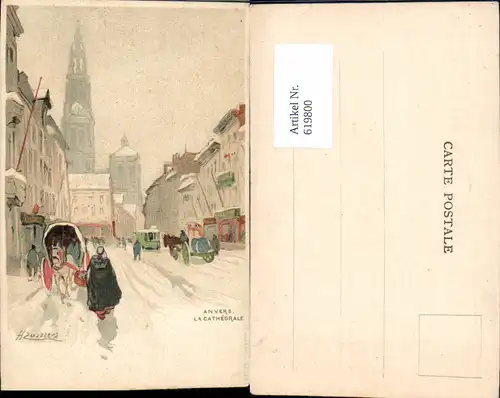 619800,Lithographie Henri Cassiers Anvers Antwerpen Cathedrale