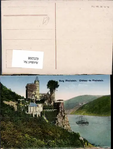 625208,Burg Rheinstein Chateau de Rheinstein Schiff Dampfer