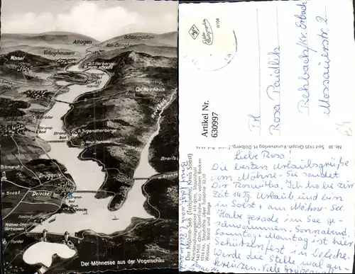 630997,Landkarten AK Der Möhnesee a. d. Vogelschau Drüggelte Allagen Körbecke