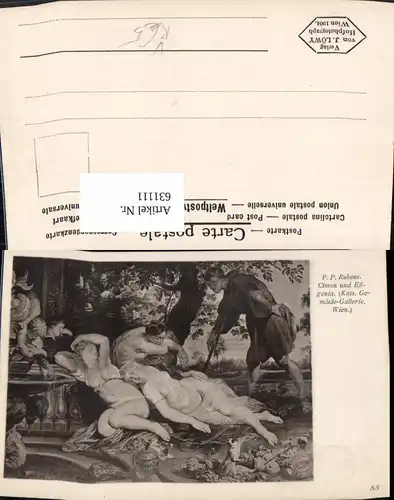 631111,Künstler Ak Peter Paul Rubens Cimon und Efigenia Frauen Akt Nude Erotik pub J. Löwy 83