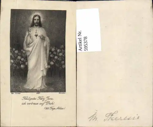 595378,Andachtsbild Heiligenbildchen Max Hirmer Heilige Herz Jesu