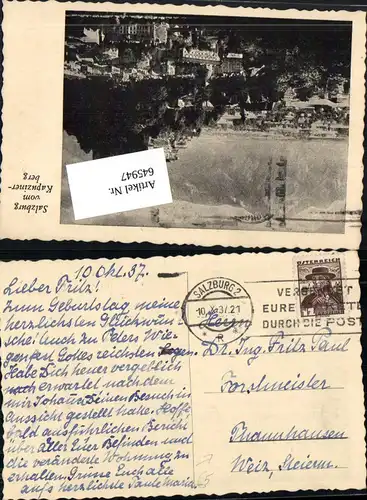 645947,Stempel Salzburg n. Thannhausen Weiz 1937