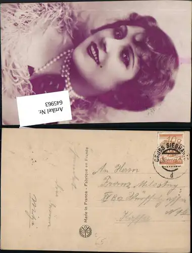 Stempel Groß Siegharts n. Wien Fünfhaus Rudolfsheim Erotik Glamour Perlenkette Frau