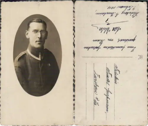 68210,Studio Foto Soldat in Uniform m. Brille