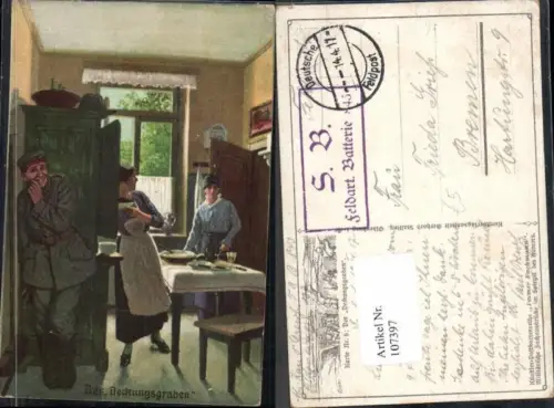 107397,Humor AK Immer Fachmann Nr. 6 Deckungsgraben Fedldpost