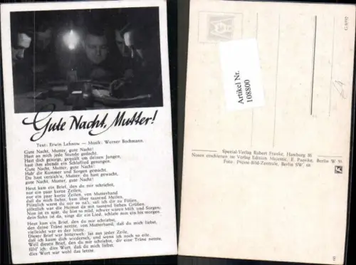 108800,Liedkarte Wehrmacht Soldaten Gute Nacht Mutter