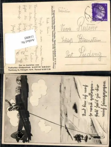 114085,Luftwaffe Wehrmacht Flieger an Leine Flugzeug Spruch Kampfflugzeug WW2
