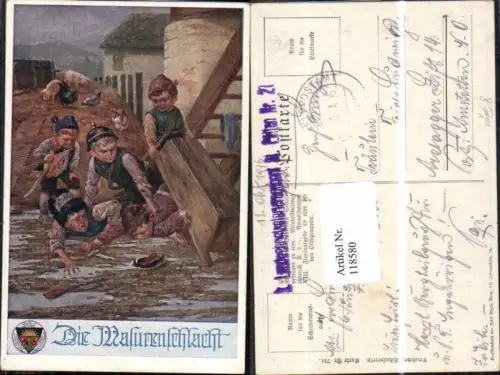 118580,Dt Schulverein 751 Kinder Pickelhaube Kinder spielen Kinder spielen Feldpost