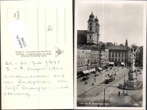 123588,Linz a.d. Donau Adolf Hitler Platz Strassenbahn Tramway