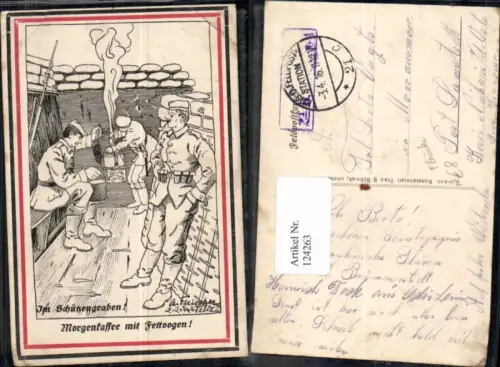 124263,Im Schützengraben Patriotik Soldaten Morgenkaffee sign Fleischer