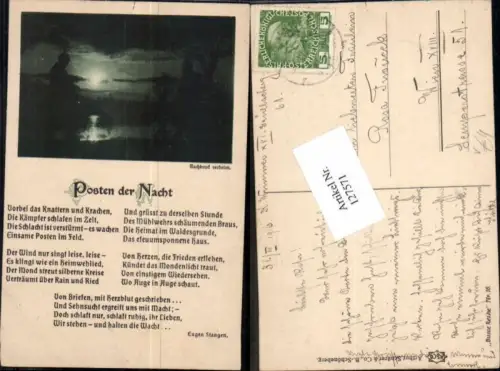 127571,Patriotik WW1 Posten der Nacht Eugen Stangen Spruch pub Asco
