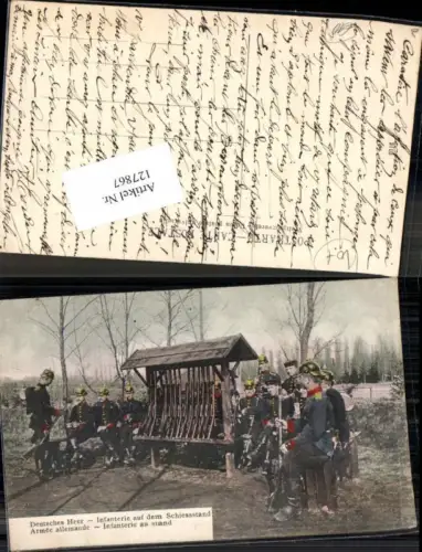 127867,Deutsches Heer Infanterie a.d. Schiessstand Pickelhauben Pickelhaube RAR Armee