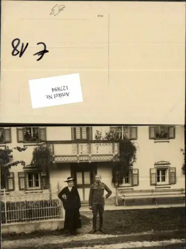127894,FotoAK Soldat in Uniform m., FRau Hut Haus
