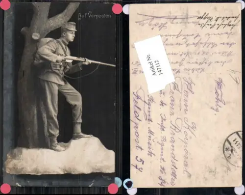 147112,K.K. Soldat m. Gewehr Uniform Infanterie Vorposten in Stellung Kappe