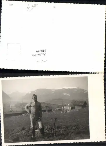 148939,Fotokarte Wehrmacht Soldat in Tirol am Feld Reutte Umgebung