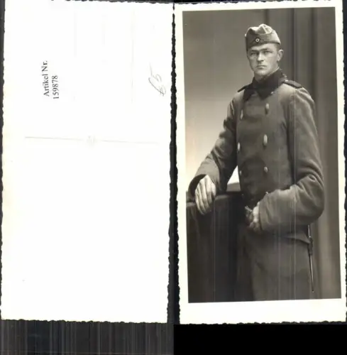 159878,WW2 Foto-AK Wehrmacht Soldaten Uniform Mantel Heer Mütze